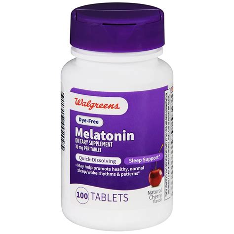 Walgreens Melatonin Quick Dissolving Tablets Dye Free 100 Days