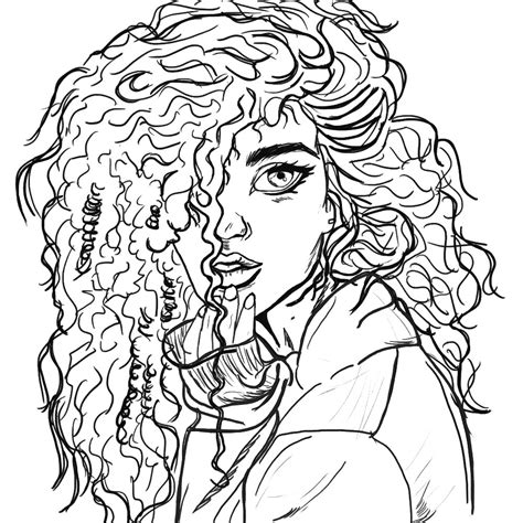 Girl With Curly Hair Drawing | Free download on ClipArtMag