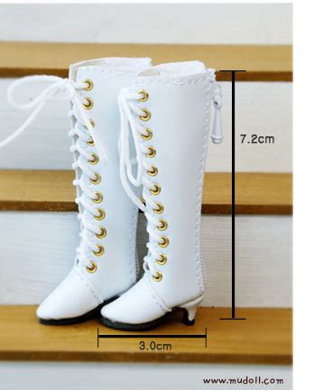 30mm Lace-Up High Heel Boots (White) – Doll Peddlar