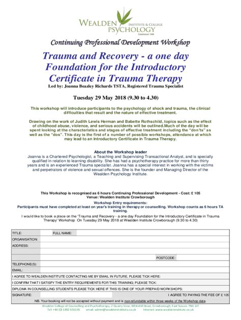 Fillable Online Tss Certificate Program Trauma Research Foundation