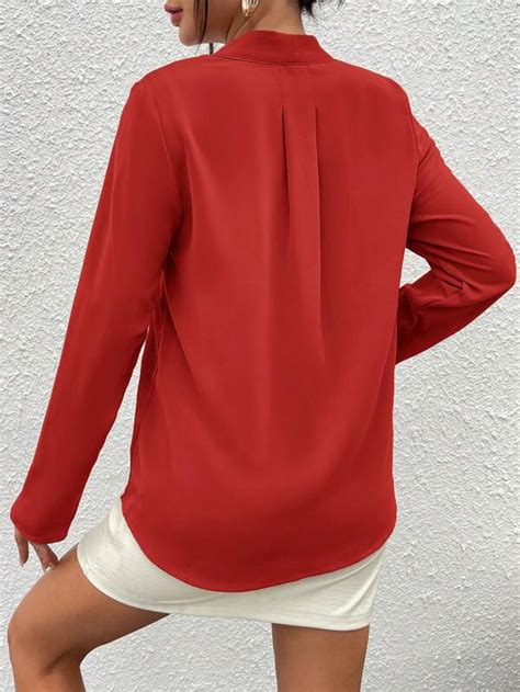 Shein Bizwear Fold Pleated Back Solid Top Workwear Shein Usa