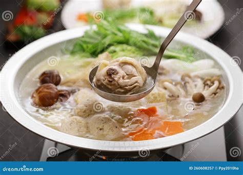 Mizutaki Japanese Chicken Hot Pot Stock Image Image Of Sauce Chicken