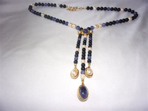 Vintage Monet 18 Blue Bead Necklace G13 Gem