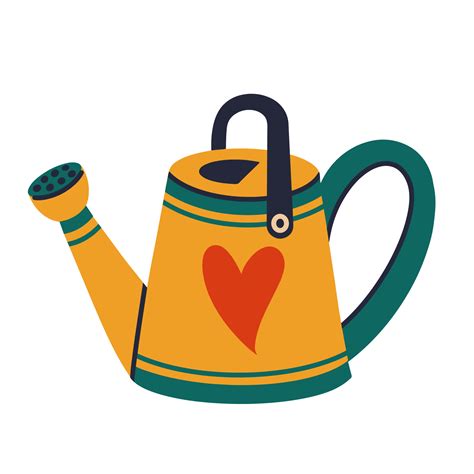 Yellow Metal Watering Can Vector Icon Hand Drawn Illustration Isolated