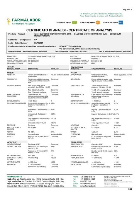 Pdf Certificato Di Analisi Certificate Of Analysis Pdfslide Net