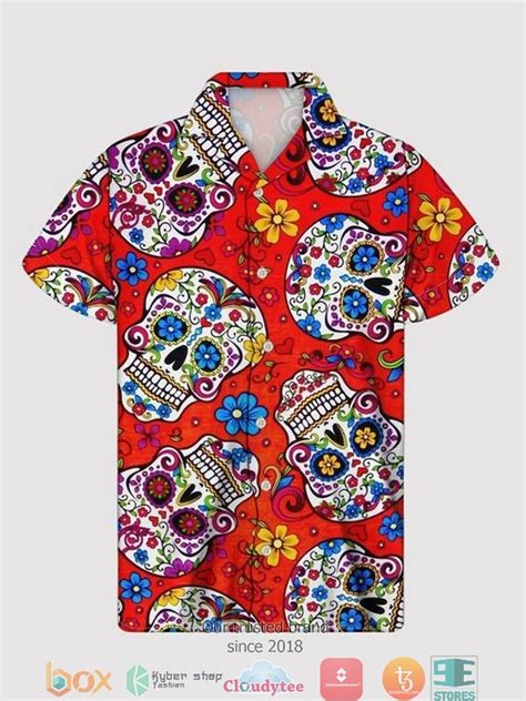 Skull Flower Short Sleeve Hawaiian Shirt Homefavo