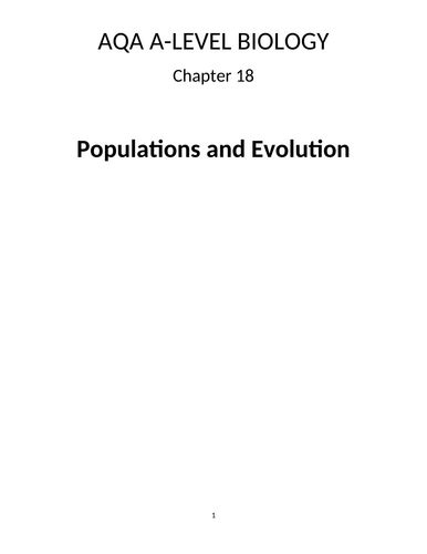 A Level Aqa Biology Populations And Evolution Workbook Teaching