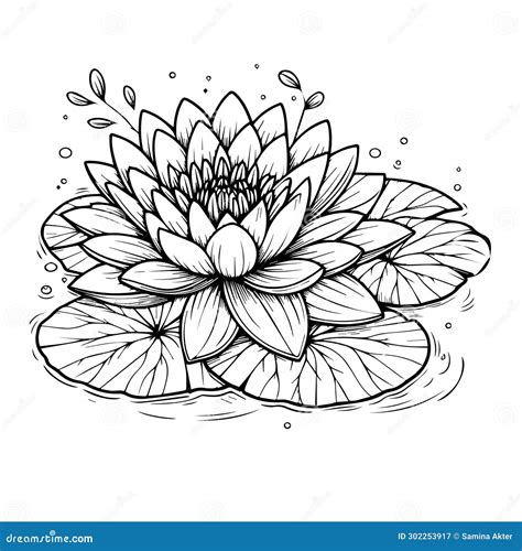 Nymphaea Water Lily Drawings Outline Water Lily Drawing Outline Water