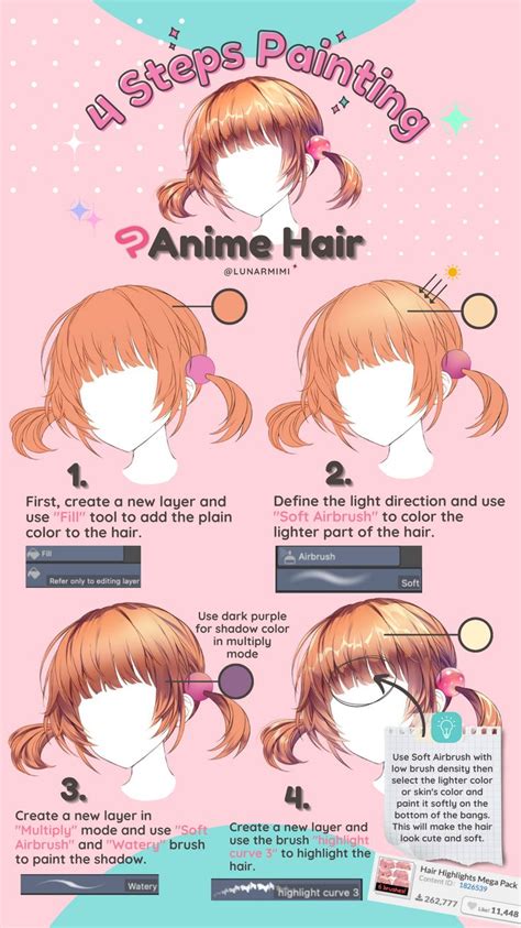 Color Anime Hair In 4 Easy Steps In 2023 Drawing Hair Tutorial Clip