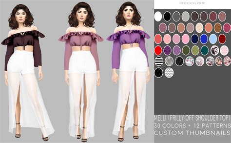 Ruffle Dress• Cas Standalone Recolor • Custom Thumbnail • 25 Colors 5 Patterns Mesh Credits To