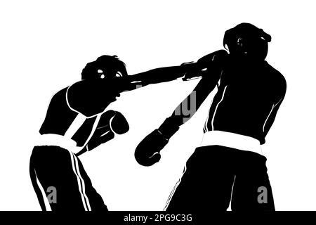 Boxing With Boxer Silhouette Stock Photo Alamy