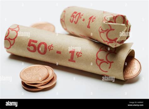 Rolls Of Pennies Stock Photo Alamy