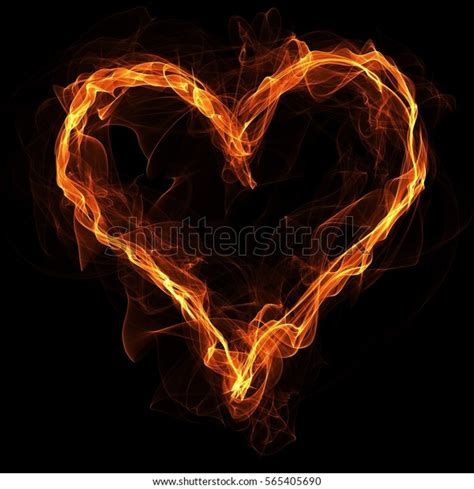 Fire Heart On Black Background Heart Stock Illustration 565405690