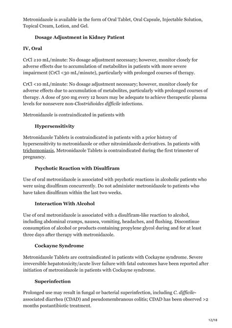 Metronidazole: Indication, Uses, Dosage | PDF