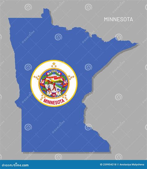 Mapa Del Estado Federal De Minnesota De Estados Unidos Con Bandera