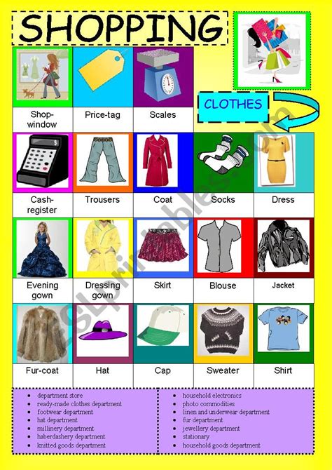 Shopping ESL Worksheet By Sorokaira