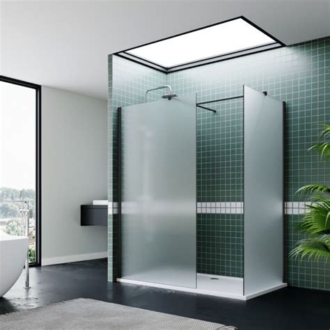 Elegant Smoked Glass Walk In Shower Enclosure 8mm Frosted Easy Clean