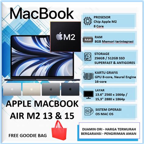 Jual Laptop Macbook Air M2 13 15 Liquid Retina Display 8GB 512GB SSD