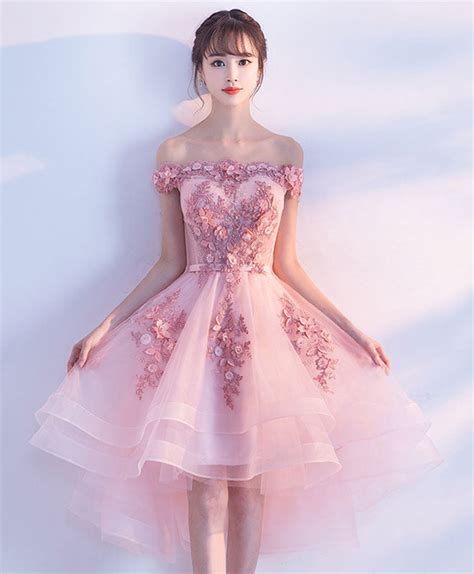 Cute Pink Lace Tulle Short Prom Dress Pink Party Dress Shopluu