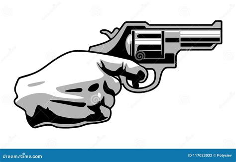 Hand Holding with Revolver Gun Isolated on White Background Stock ...