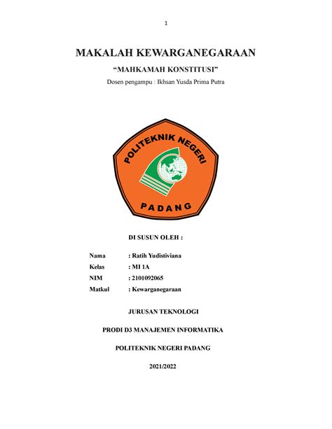 Makalah Kewarganegaraan Makalah Kewarganegaraan Mahkamah Konstitusi