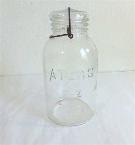 Vintage Atlas E Z Seal Clear Class 2 Quart Canning Jar Retro Kitchen