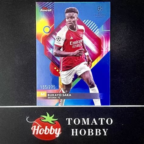 TOPPS FINEST UEFA 2023 24 Bukayo Saka 275 Arsenal Réfracteur Bleu