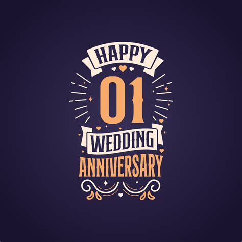 Happy 1st Wedding Anniversary Quote Lettering Design 1 Years