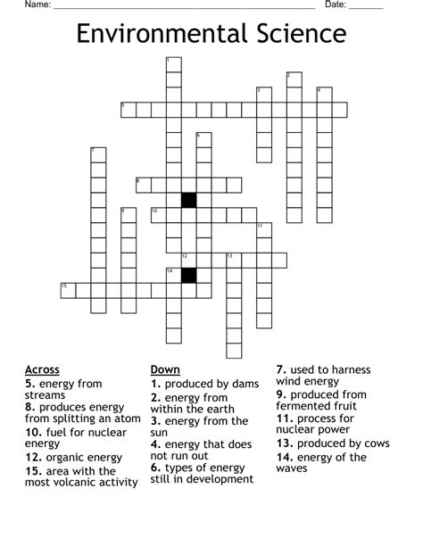 Environmental Science Crossword Wordmint