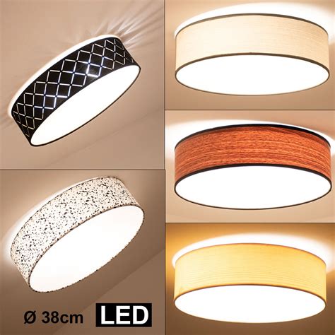 LED Textil Decken Lampe Wohn Ess Zimmer Holz Optik Beleuchtung Mosaik