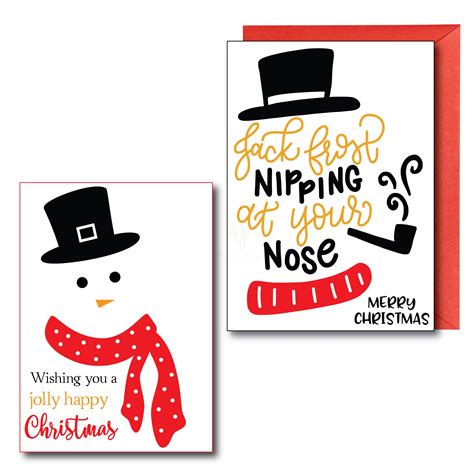 Printed Snowman Christmas Card + Envelopes | Set of 10 - Aesthetic ...