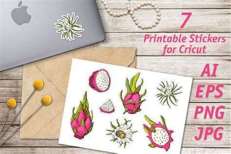 Pitahaya Printable Stickers Cricut Design By Helgakov Thehungryjpeg