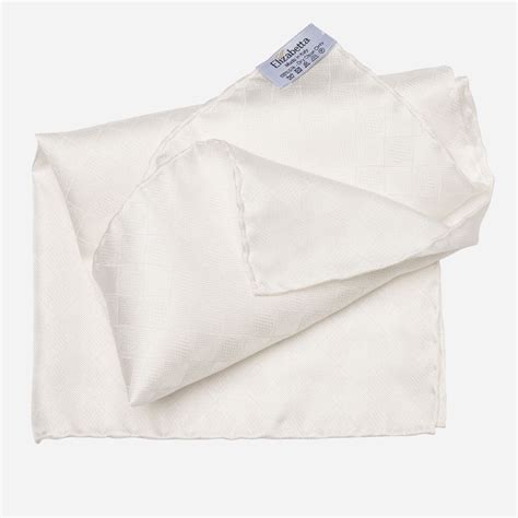 Large White Italian Silk Pocket Square - Elizabetta