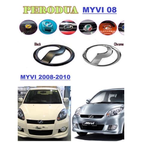 Perodua Myvi 2008 2010 Icon Front And Rear Logo Emblem Black Chrome