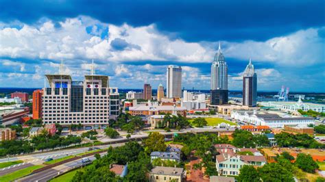 Aerial View of Downtown Mobile, Alabama, USA Skyline | Vibration ...