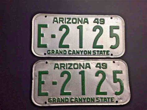 Vintage Arizona License Plate Pair Tag Original