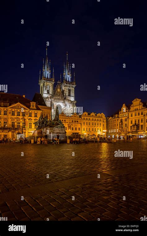 Prague Old Town Square at night Stock Photo - Alamy