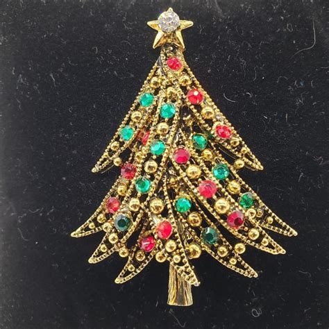 Hollycraft Jewelry Christmas Tree Brooch By Hollycraft Vintage