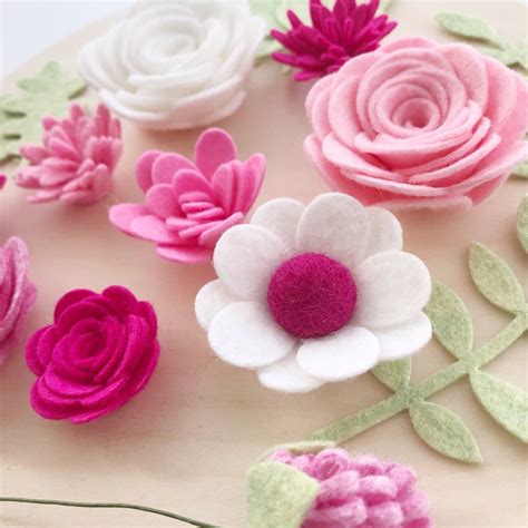 Pretty In Pink Handmade Felt Flower Set Felt Flowers Diy Handmade