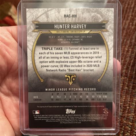 2020 Topps Triple Threads Emerald 13 25 Hunter Harvey RAC HH Rookie