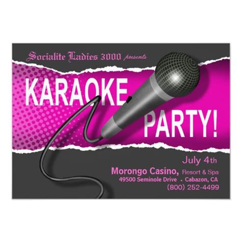 Karaoke Party Night 5 X 7 Invitation Card Zazzle