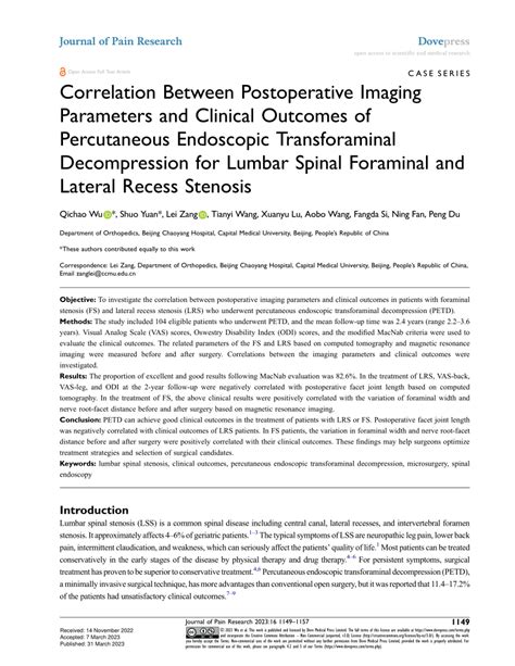 Pdf Correlation Between Postoperative Imaging Parameters And Clinical