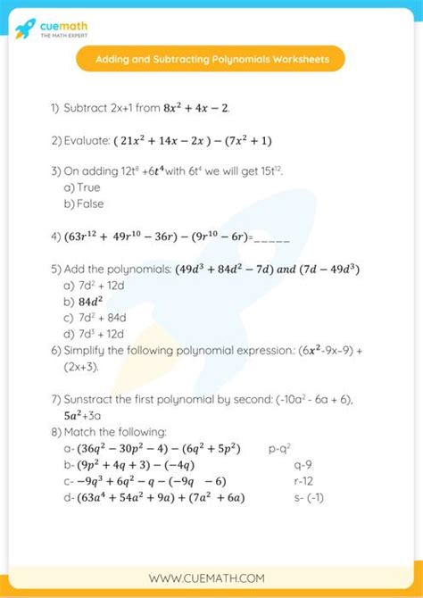 Subtracting Polynomials Definition Methods Steps Examples