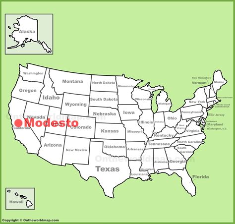 Modesto location on the U.S. Map