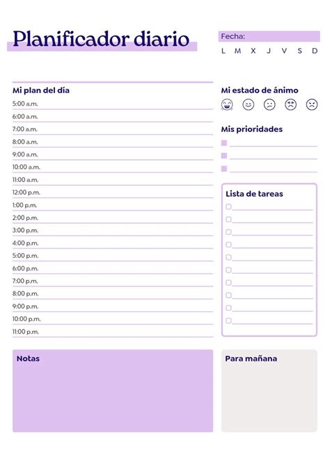 Planificador Diario En 2024 Planificador De Tareas Imprimible