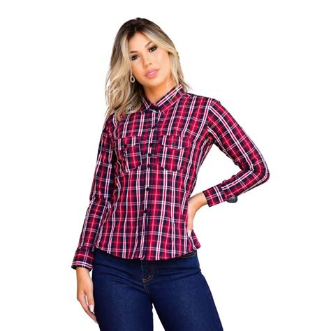 Camisa Xadrez Feminina Country Mula Rosa Traje Country