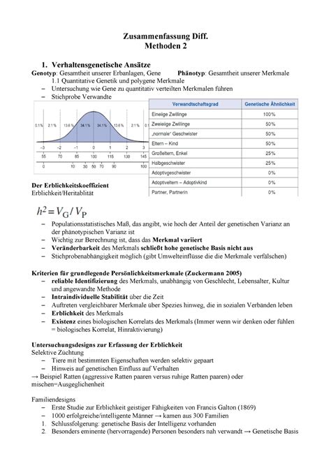 Differentielle Psychologie Zusammenfassung Thema Methoden Teil