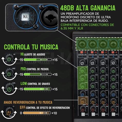 Gochanmi Mezcladora Nx De Audio Profesional Canales Con Efectos