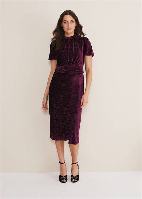 Kaylee Velvet Pleat Dress | Phase Eight UK