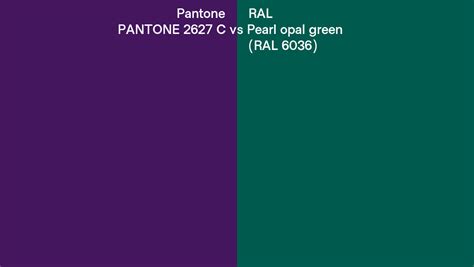 Pantone 2627 C Vs RAL Pearl Opal Green RAL 6036 Side By Side Comparison